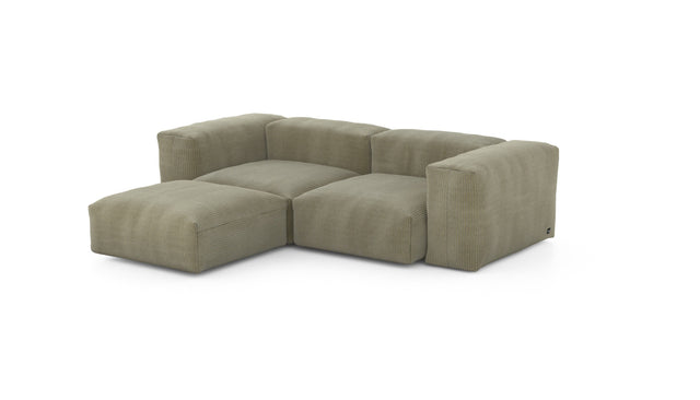 Preset three module chaise sofa - cord velours - khaki - 230cm x 199cm