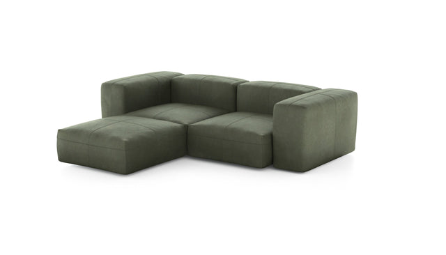 Preset three module chaise sofa - leather - olive - 230cm x 199cm