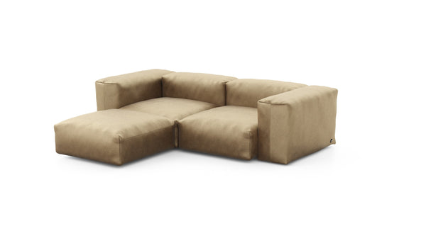 Preset three module chaise sofa - velvet - caramel - 230cm x 199cm