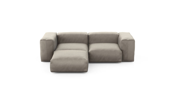 Preset three module chaise sofa - velvet - stone - 230cm x 199cm