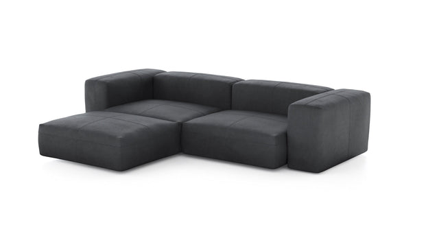 Preset three module chaise sofa - leather - dark grey - 272cm x 199cm