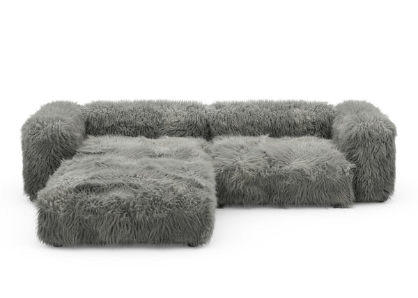 Preset three module chaise sofa - flokati - grey - 272cm x 220cm