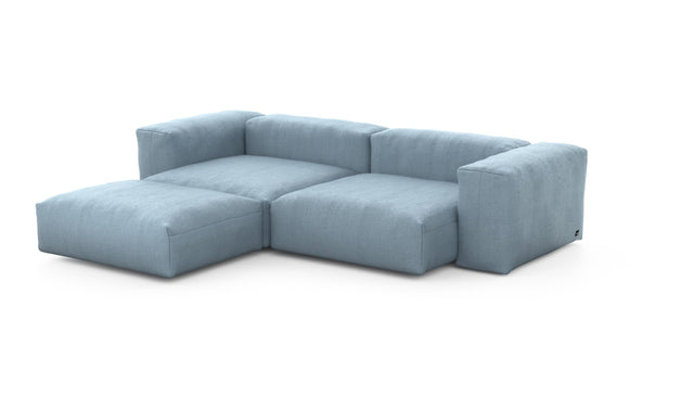 Preset three module chaise sofa - herringbone - light blue - 272cm x 220cm