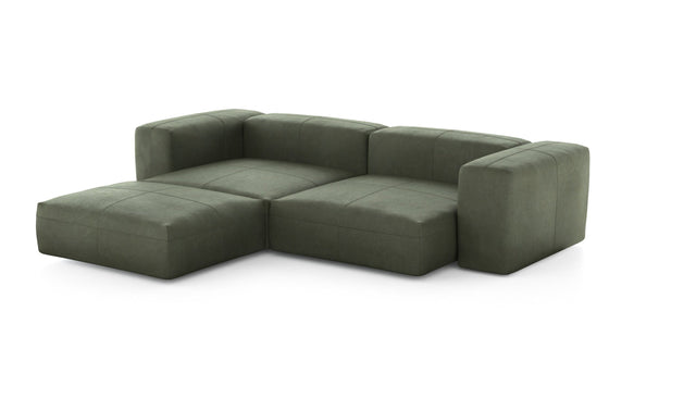 Preset three module chaise sofa - leather - olive - 272cm x 220cm