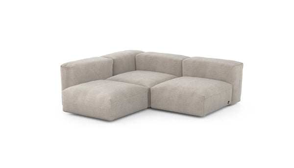 Preset three module corner sofa - cord velours - platinum - 199cm x 199cm