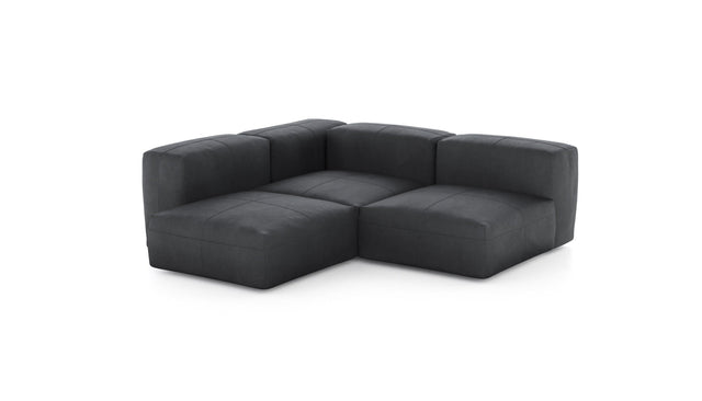 Preset three module corner sofa - leather - dark grey - 199cm x 199cm