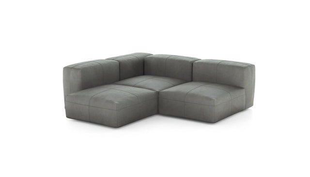 Preset three module corner sofa - leather - light grey - 199cm x 199cm