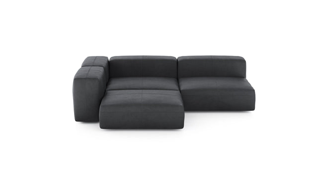 Preset three module corner sofa - leather - dark grey - 220cm x 220cm