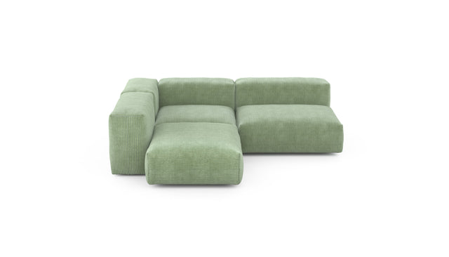 three module corner sofa - cord velour - duck egg - 241cm x 199cm