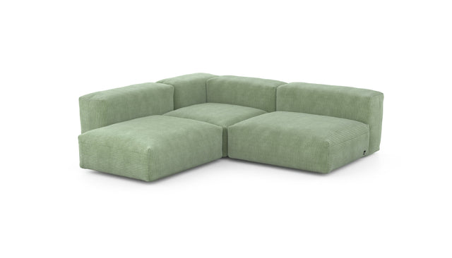 three module corner sofa - cord velour - duck egg - 241cm x 199cm