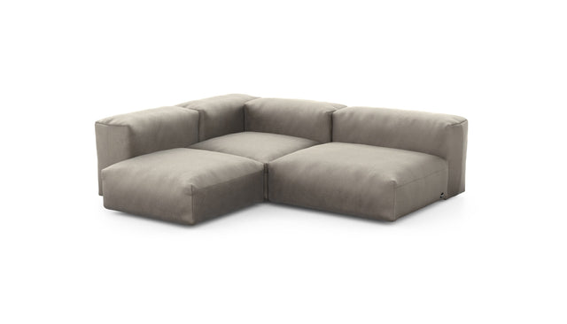 Preset three module corner sofa - velvet - stone - 241cm x 199cm