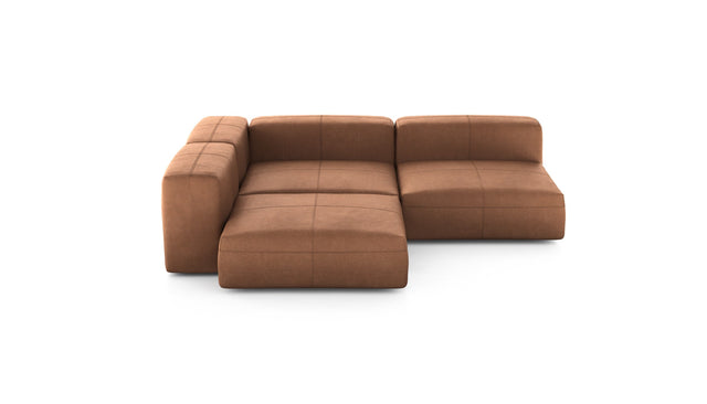 Preset three module corner sofa - leather - brown - 241cm x 241cm