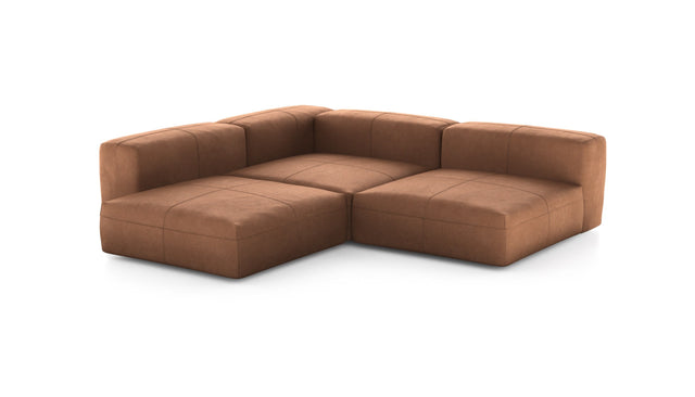 Preset three module corner sofa - leather - brown - 241cm x 241cm