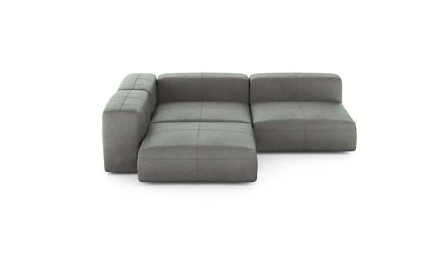 Preset three module corner sofa - leather - light grey - 241cm x 241cm