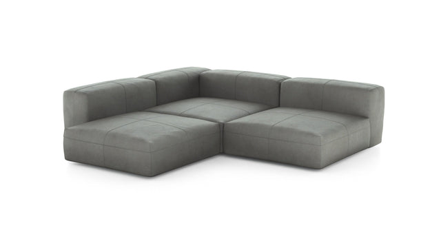 Preset three module corner sofa - leather - light grey - 241cm x 241cm