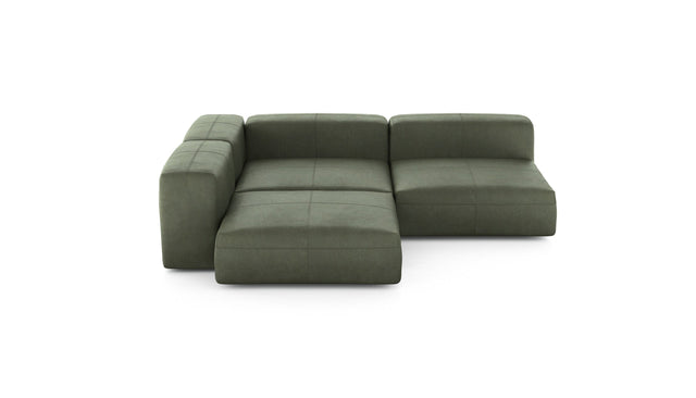 Preset three module corner sofa - leather - olive - 241cm x 241cm