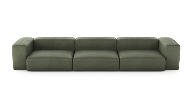 Preset three module sofa - leather - olive - 377cm x 115cm