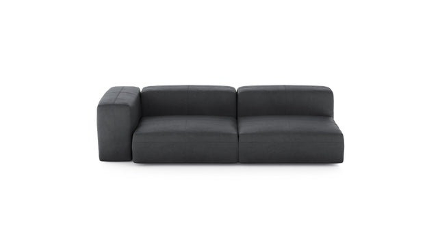 Preset two module chaise sofa - leather - dark grey - 241cm x 115cm