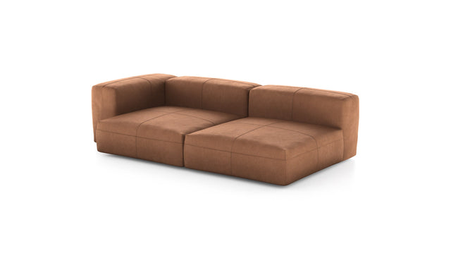 Preset two module chaise sofa - leather - brown - 241cm x 136cm