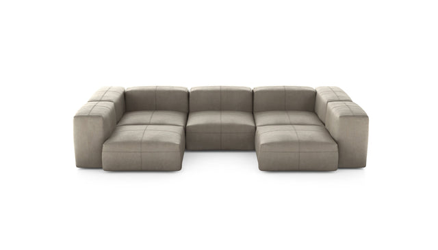 Preset u-shape sofa - leather - beige - 314cm x 199cm