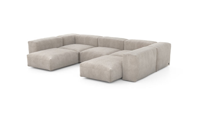 Preset u-shape sofa - cord velours - platinum - 314cm x 220cm