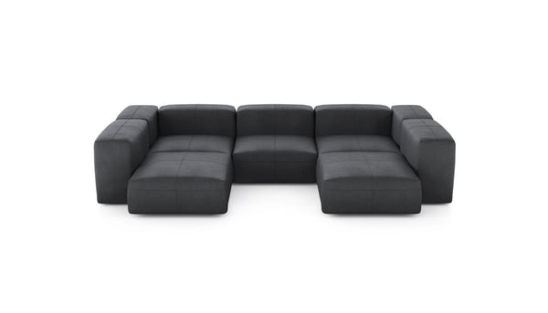 Preset u-shape sofa - leather - dark grey - 314cm x 220cm