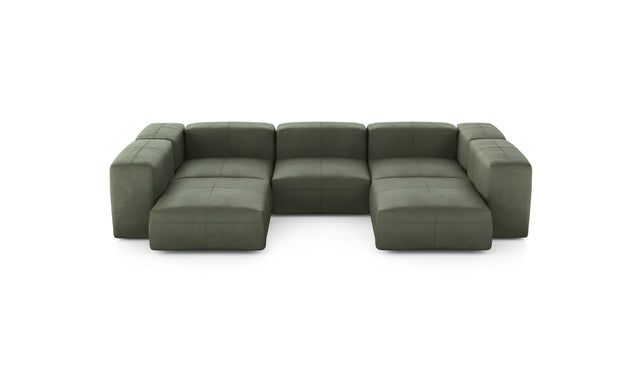 Preset u-shape sofa - leather - olive - 314cm x 220cm