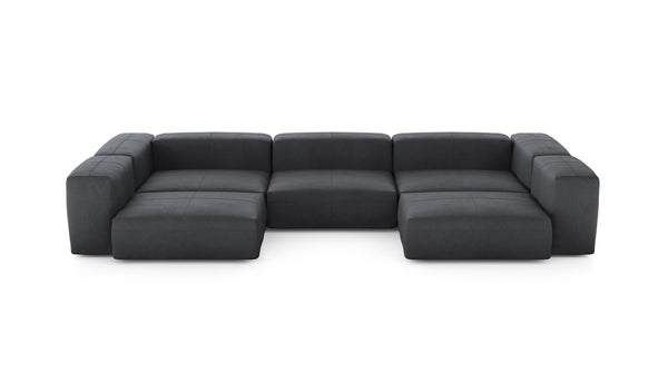 Preset u-shape sofa - leather - dark grey - 377cm x 199cm