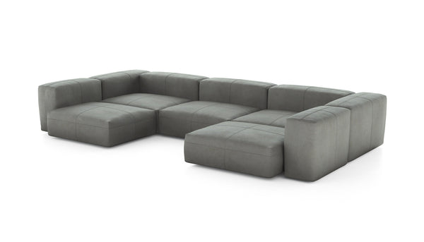 Preset u-shape sofa - leather - light grey - 377cm x 199cm