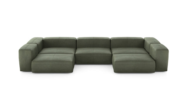 Preset u-shape sofa - leather - olive - 377cm x 199cm