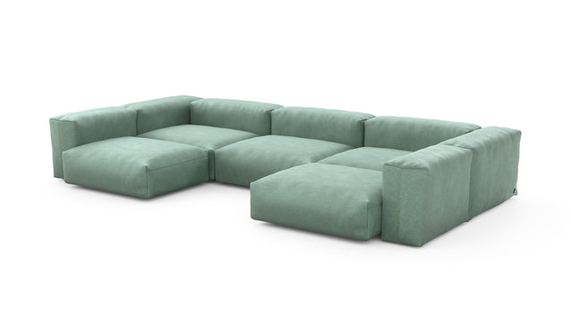 Preset u-shape sofa - velvet - mint - 377cm x 199cm