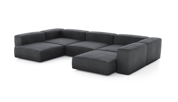 Preset u-shape sofa - leather - dark grey - 377cm x 220cm