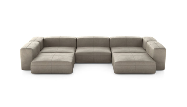 Preset u-shape sofa - leather - beige - 377cm x 241cm