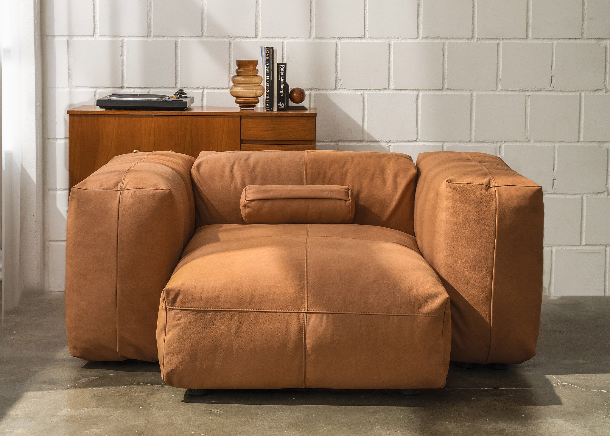 vetsak®-Two Seat Lounge Sofa M Leather brown