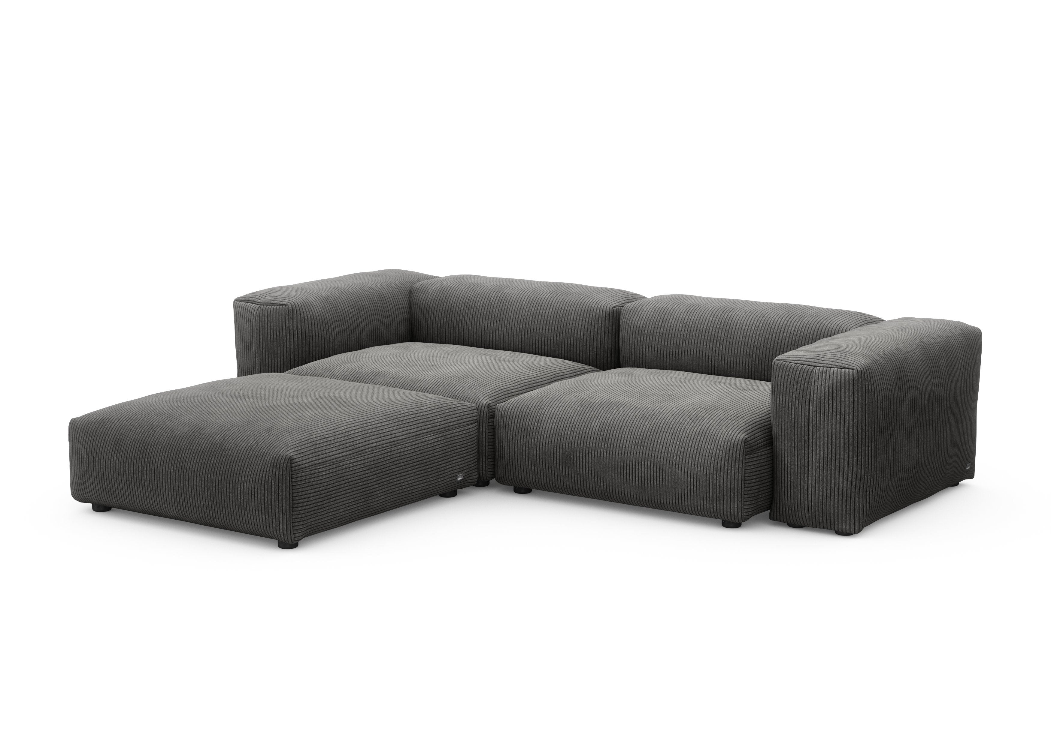 vetsak®-Corner Sofa L Cord Velours dark grey