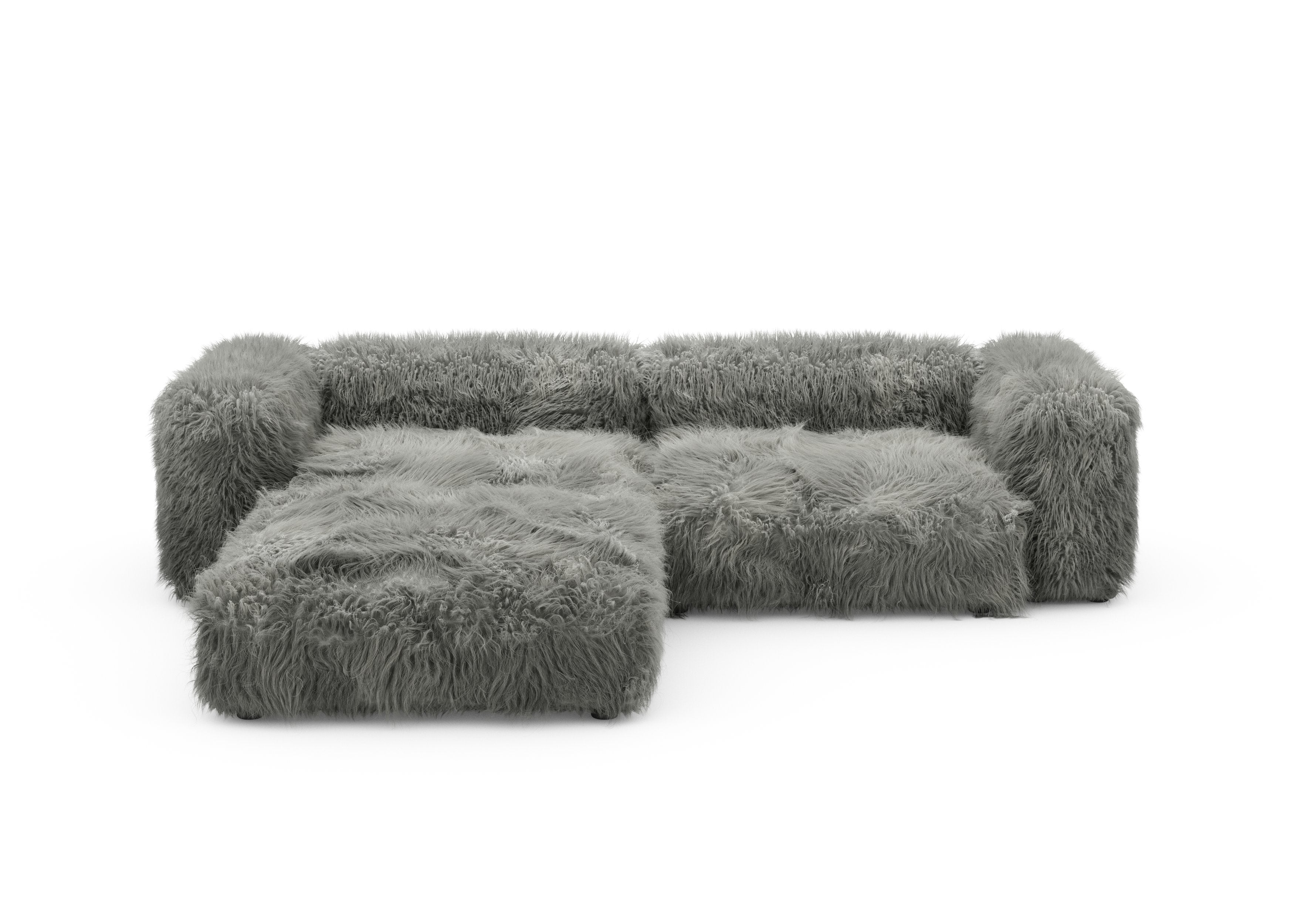 vetsak®-Corner Sofa L Flokati grey
