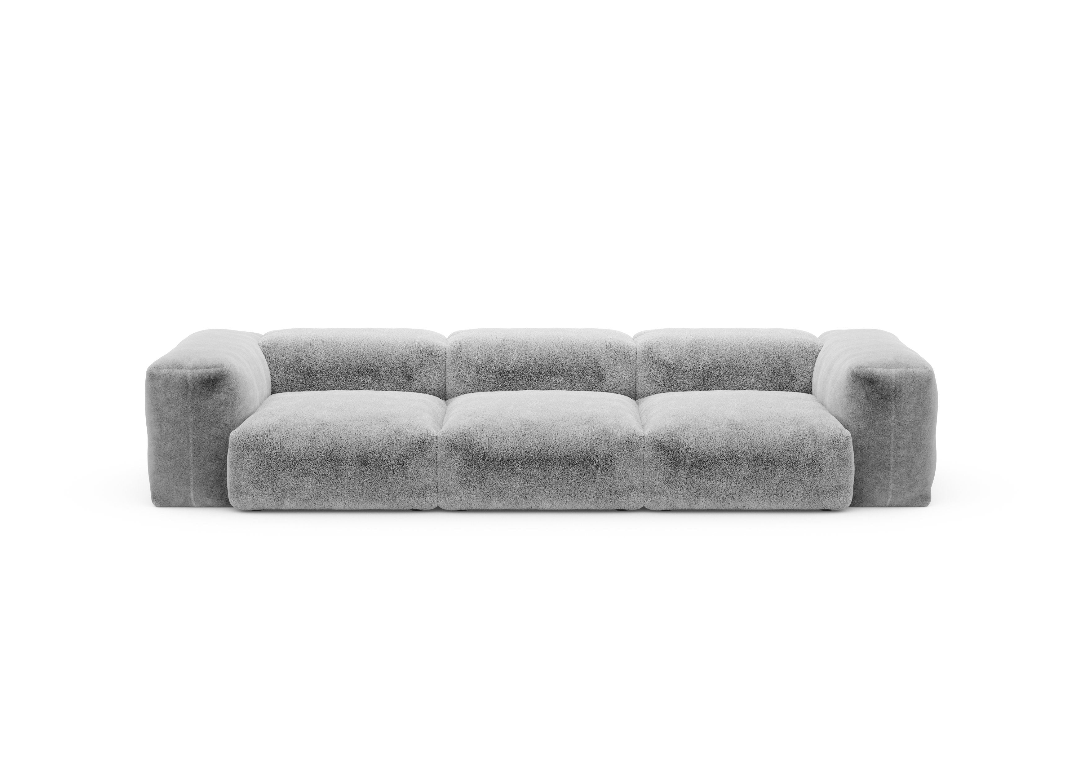 vetsak®-Three Seat Sofa S Faux Fur grey