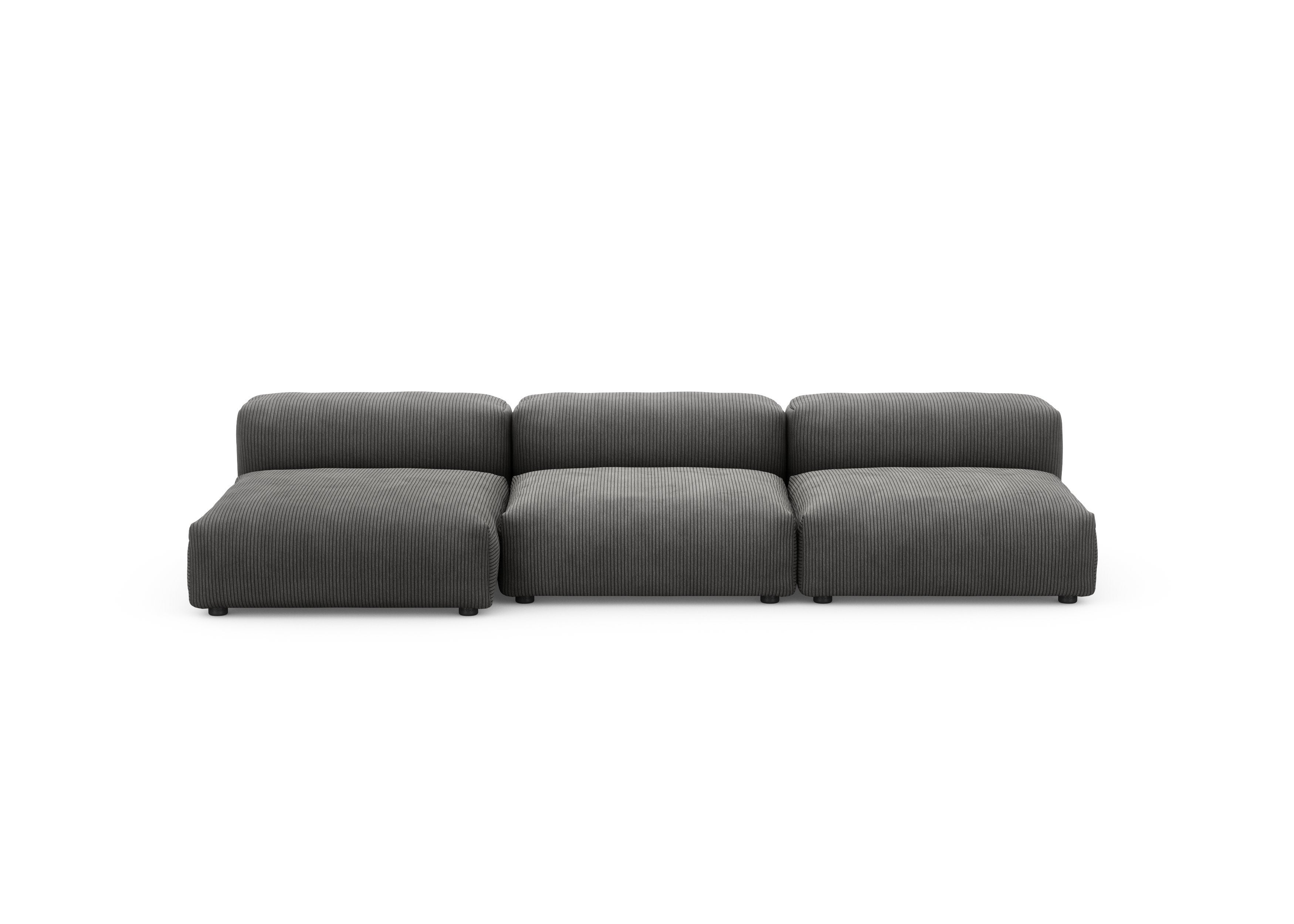 vetsak®-Three Seat Sofa L Cord Velours dark grey