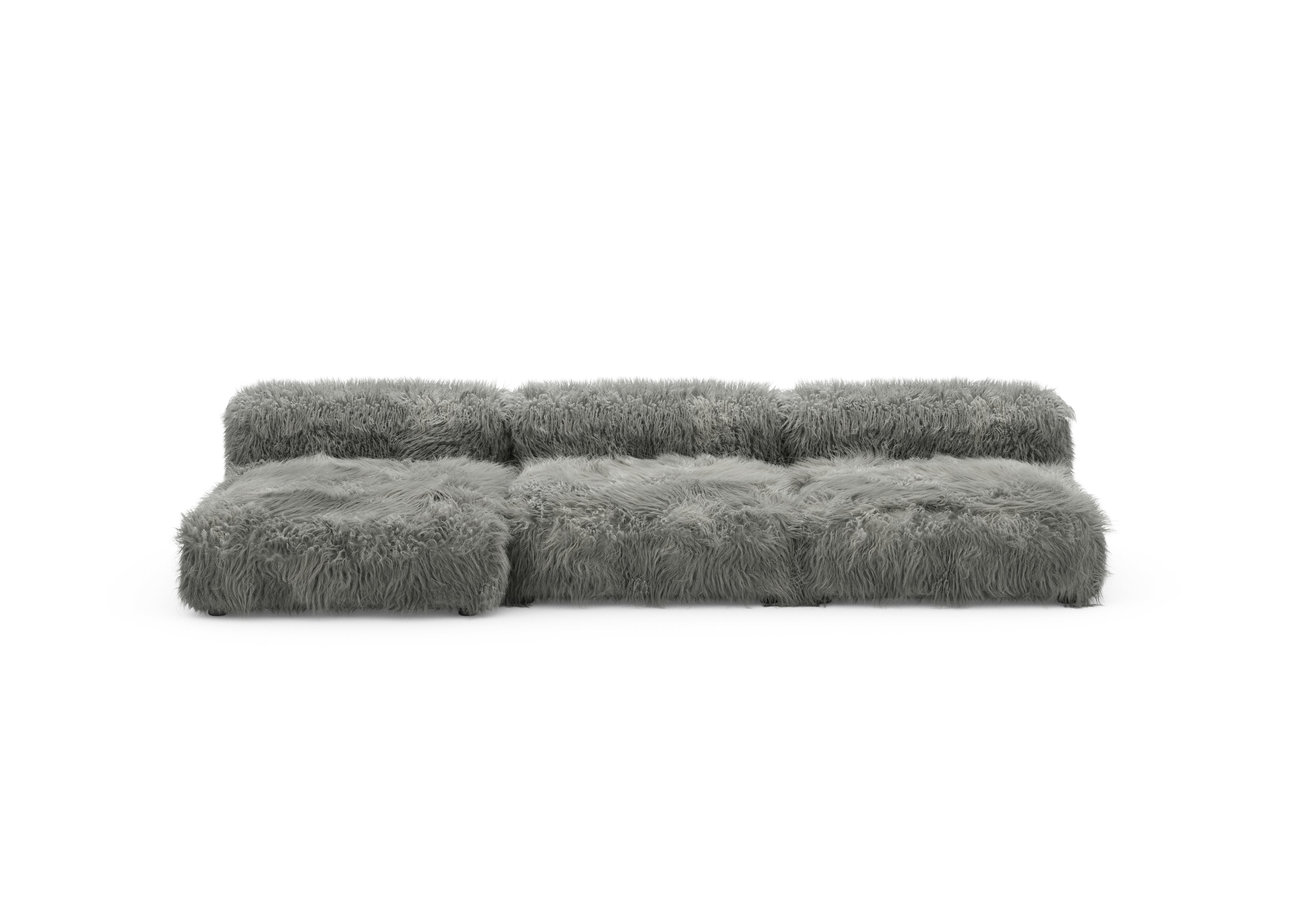 vetsak®-Three Seat Sofa L Flokati grey