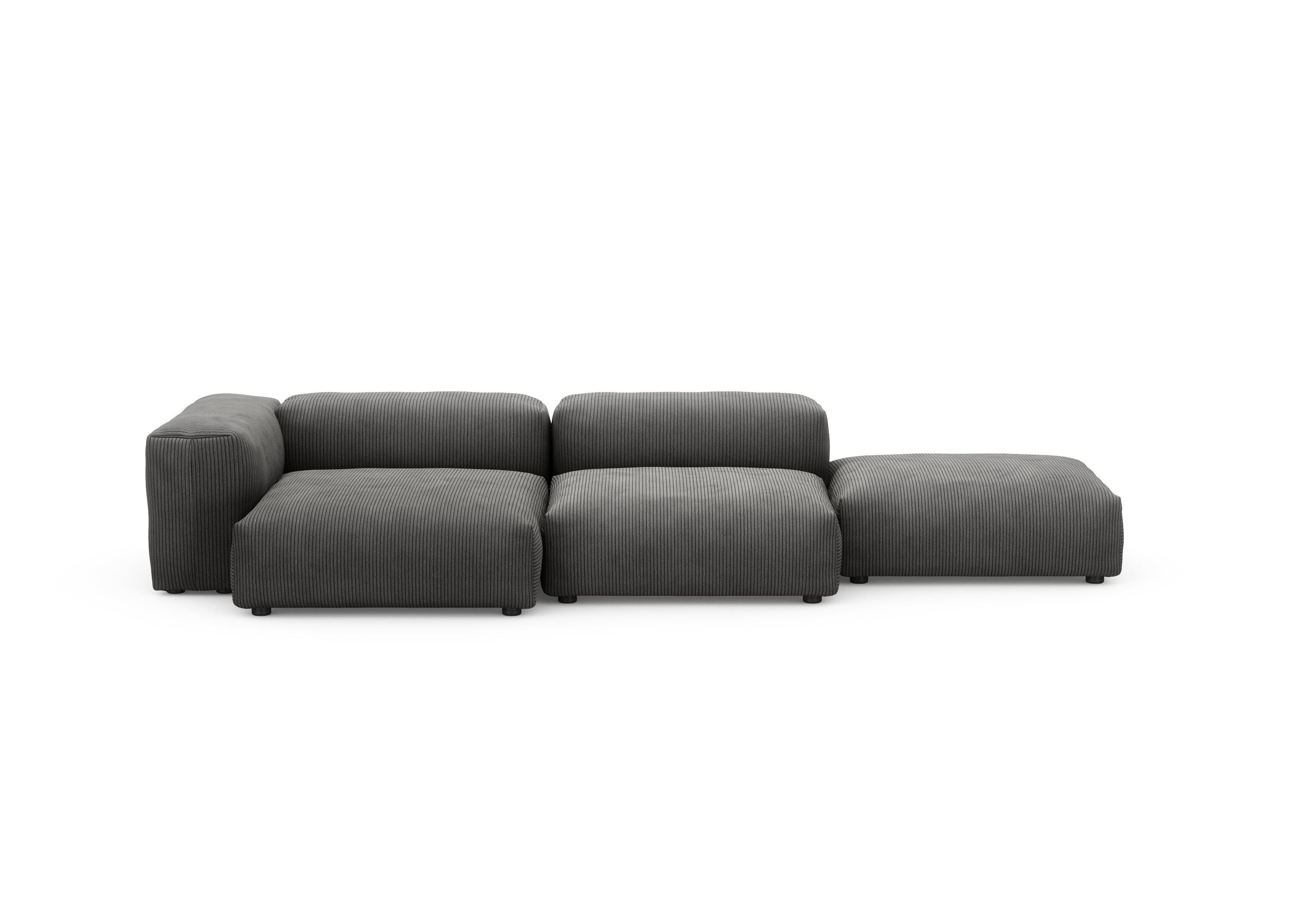 vetsak®-Three Seat Sofa L Cord Velours dark grey