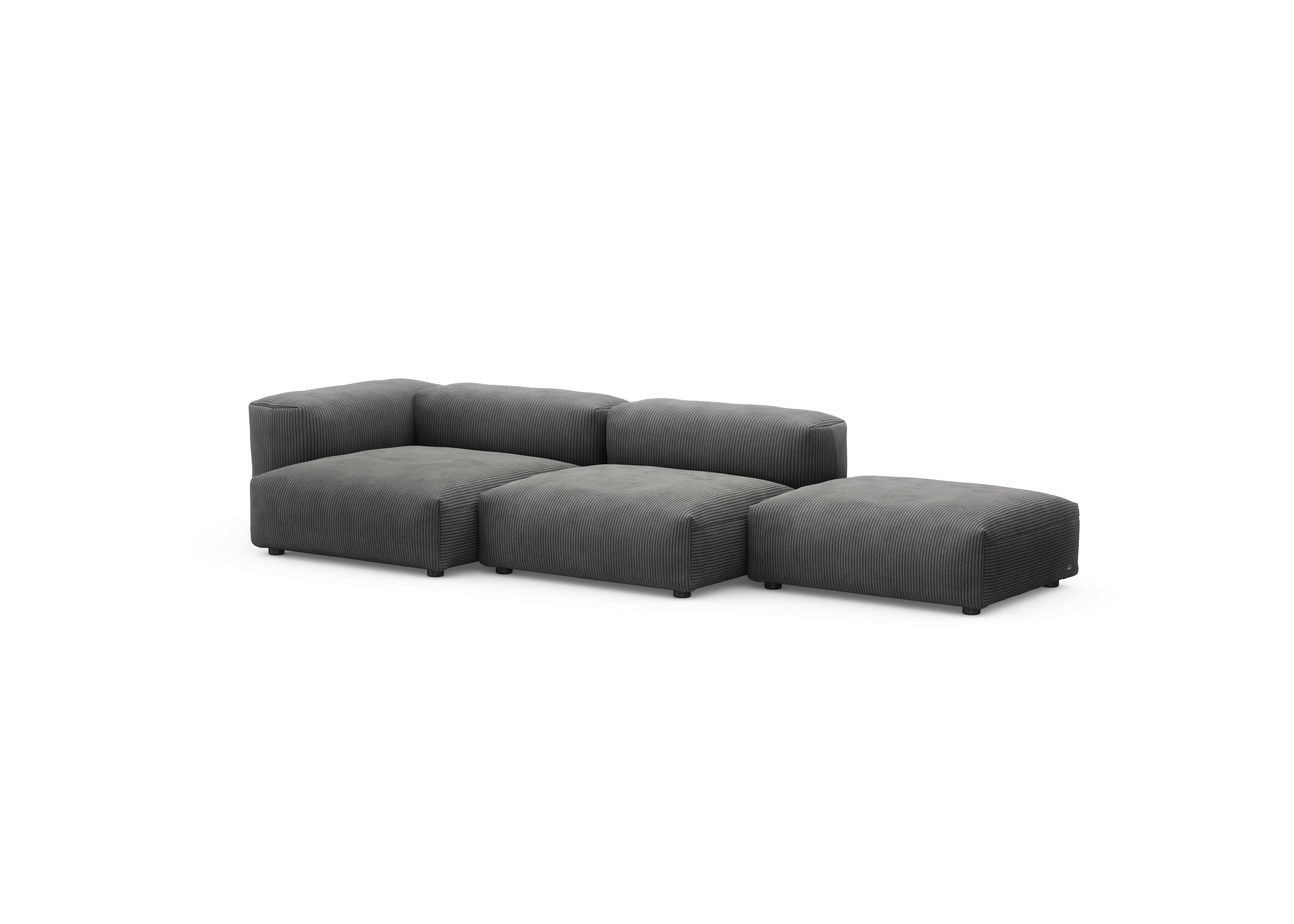 vetsak®-Three Seat Sofa L Cord Velours dark grey