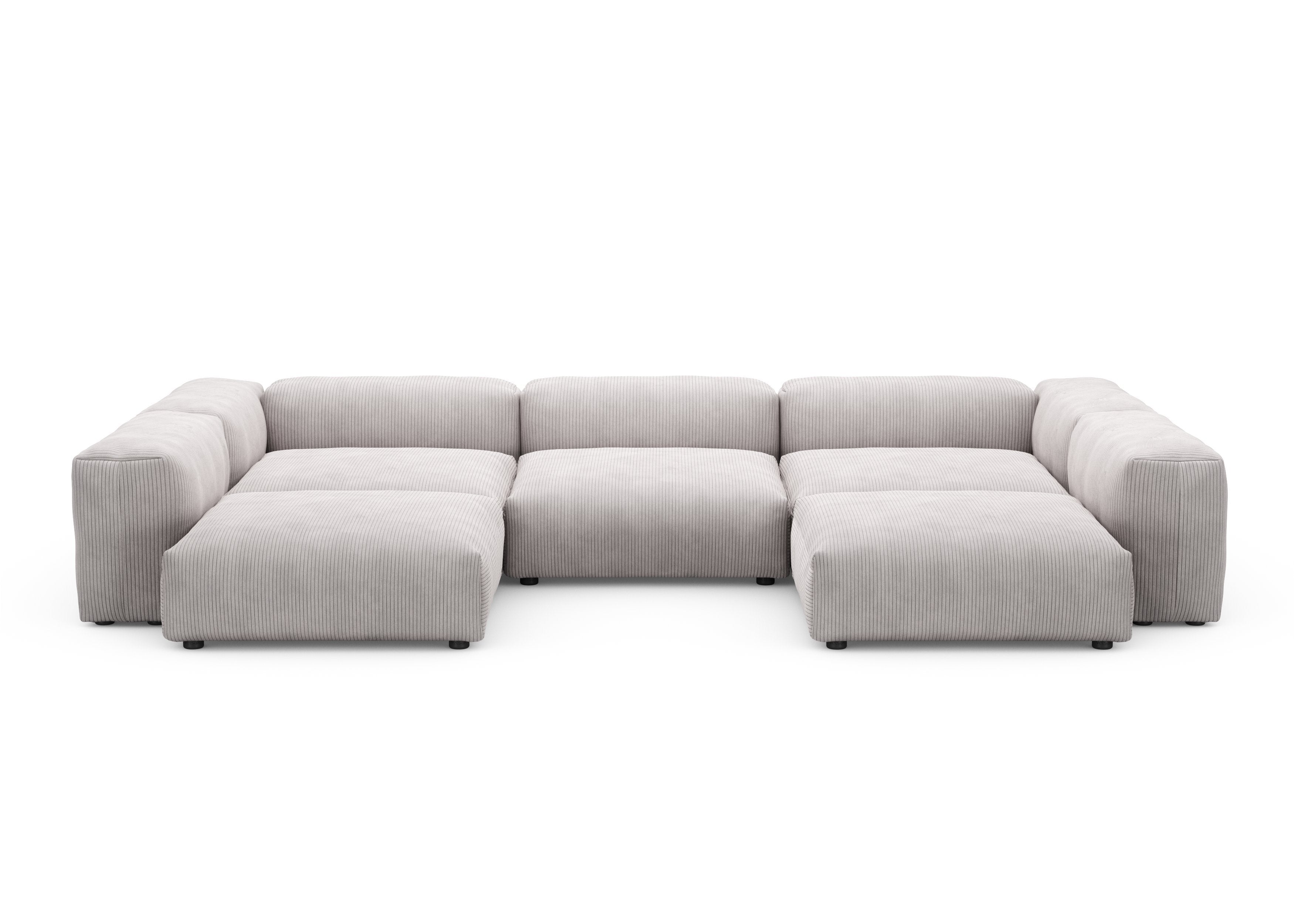 vetsak®-U-Shape Sofa L Cord Velours platinum