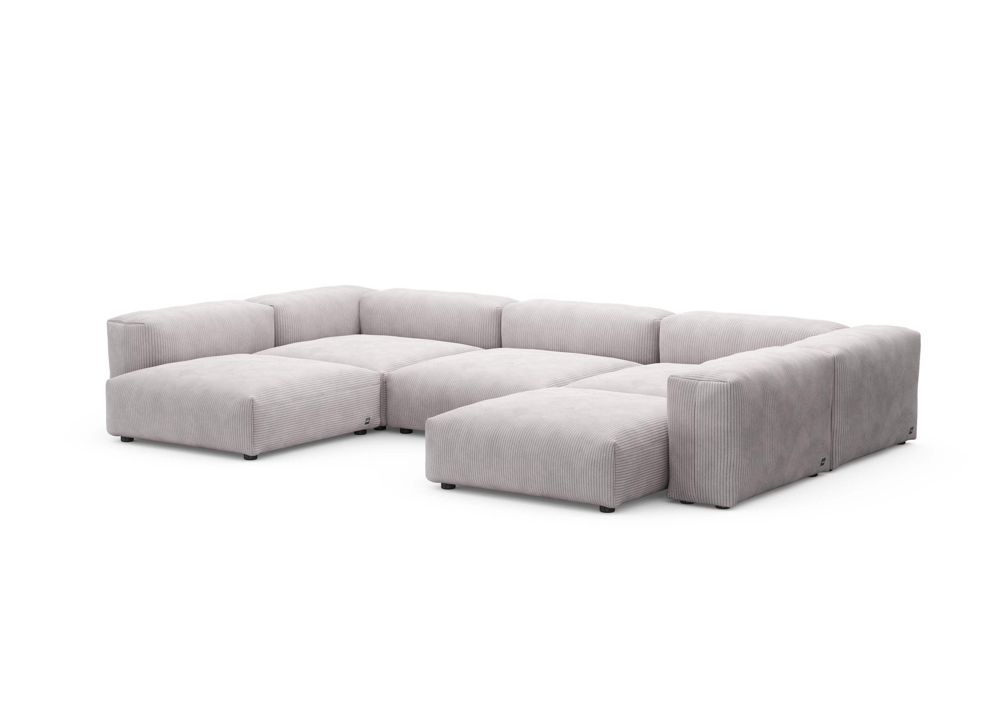 vetsak®-U-Shape Sofa L Cord Velours platinum