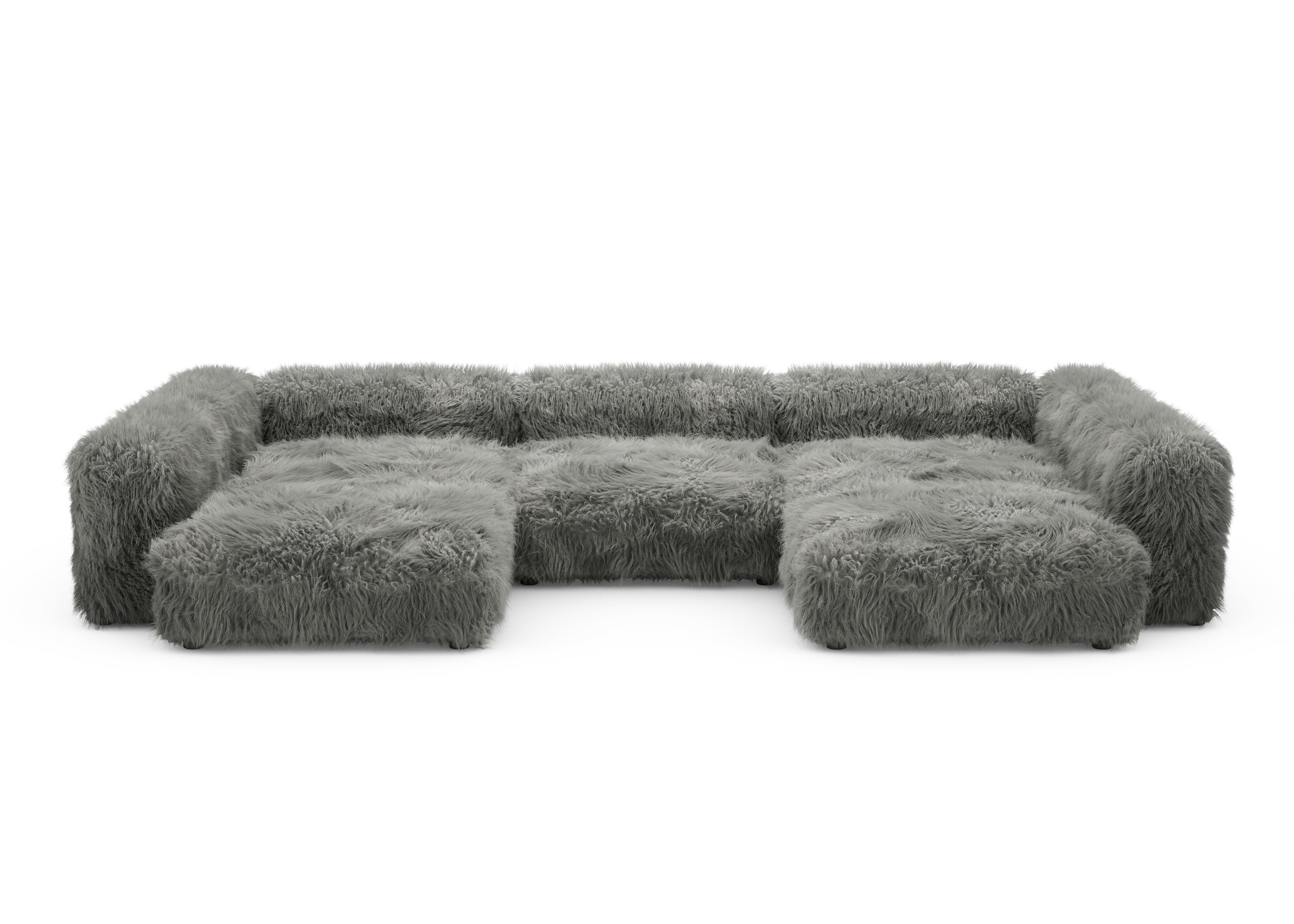 vetsak®-U-Shape Sofa L Flokati grey