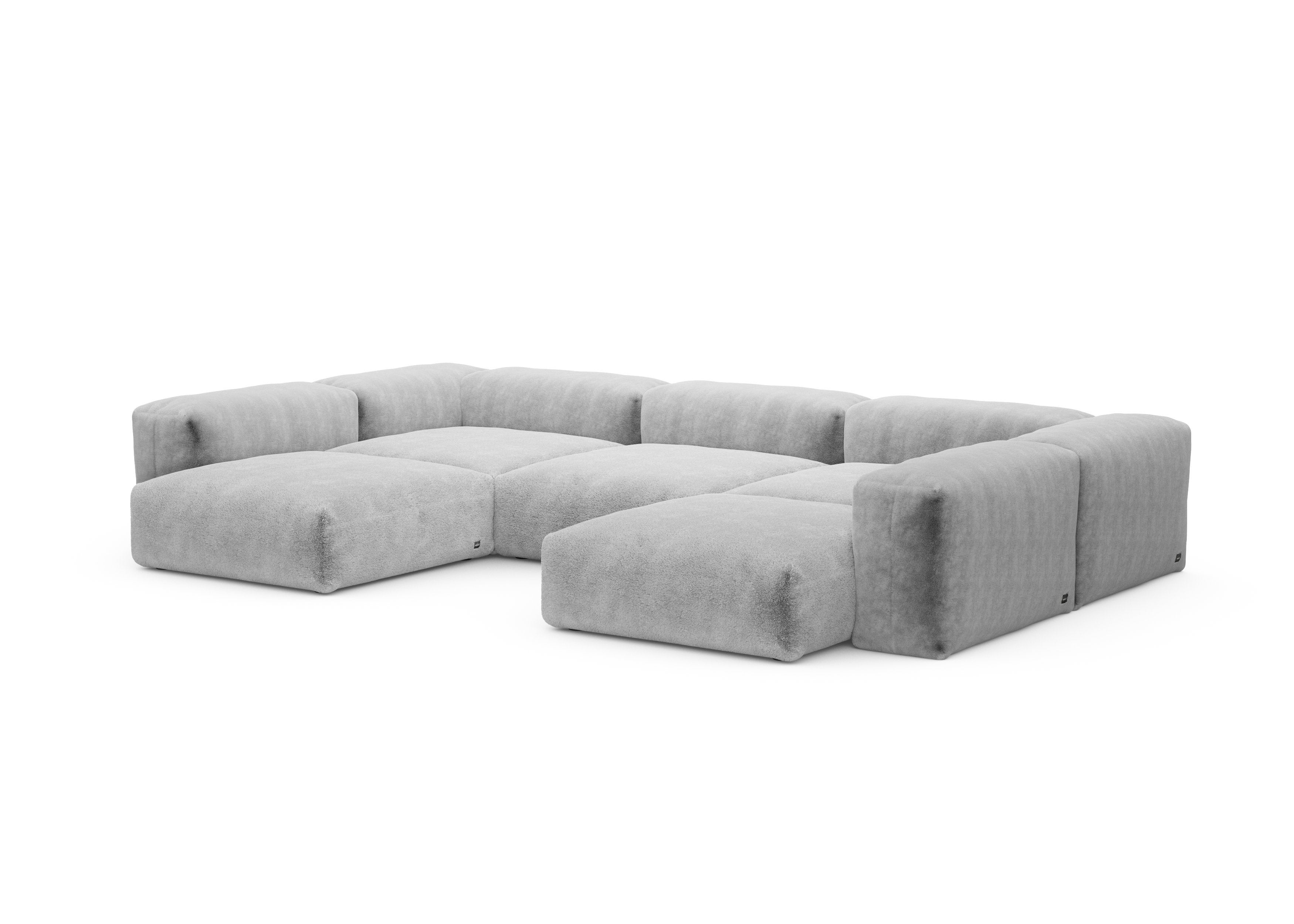 vetsak®-U-Shape Sofa L Faux Fur grey