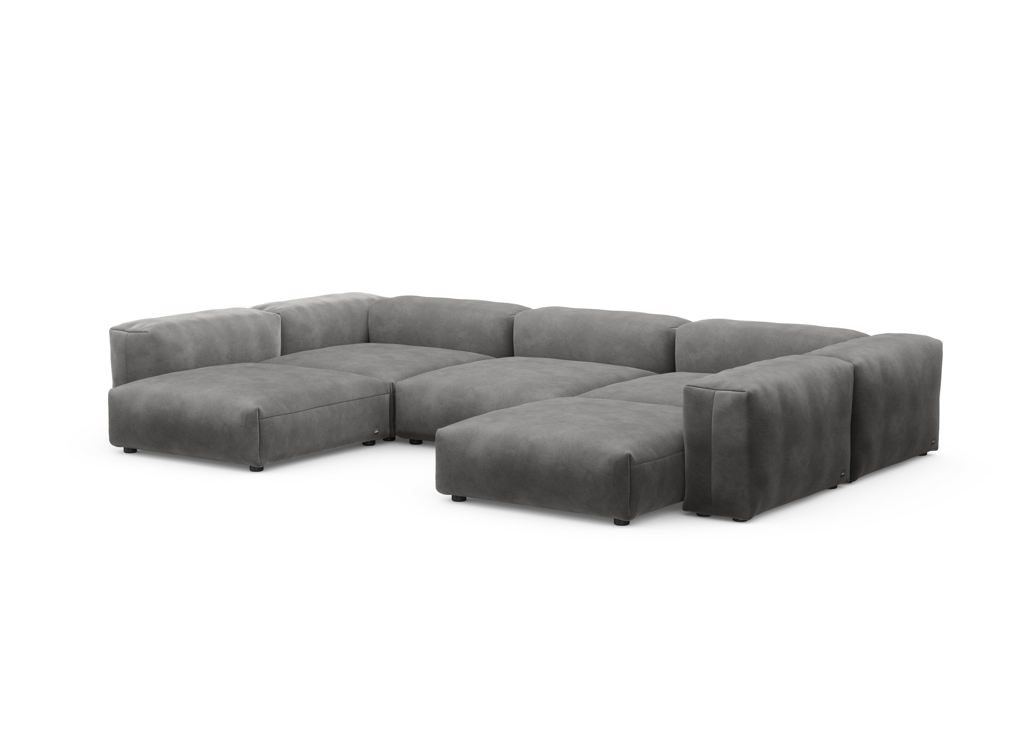 vetsak®-U-Shape Sofa L Velvet dark grey
