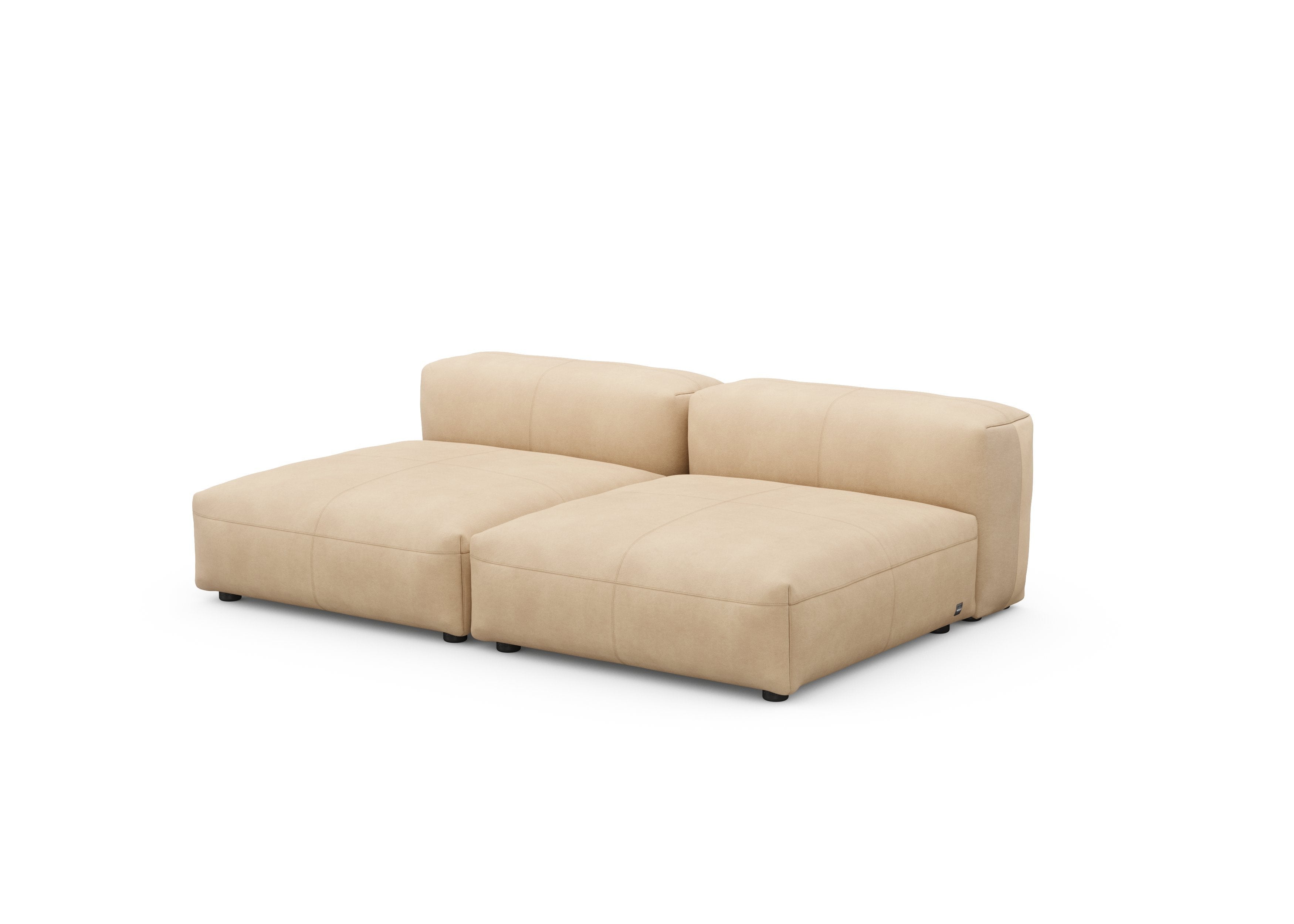 vetsak®-Two Seat Lounge Sofa L Leather light beige