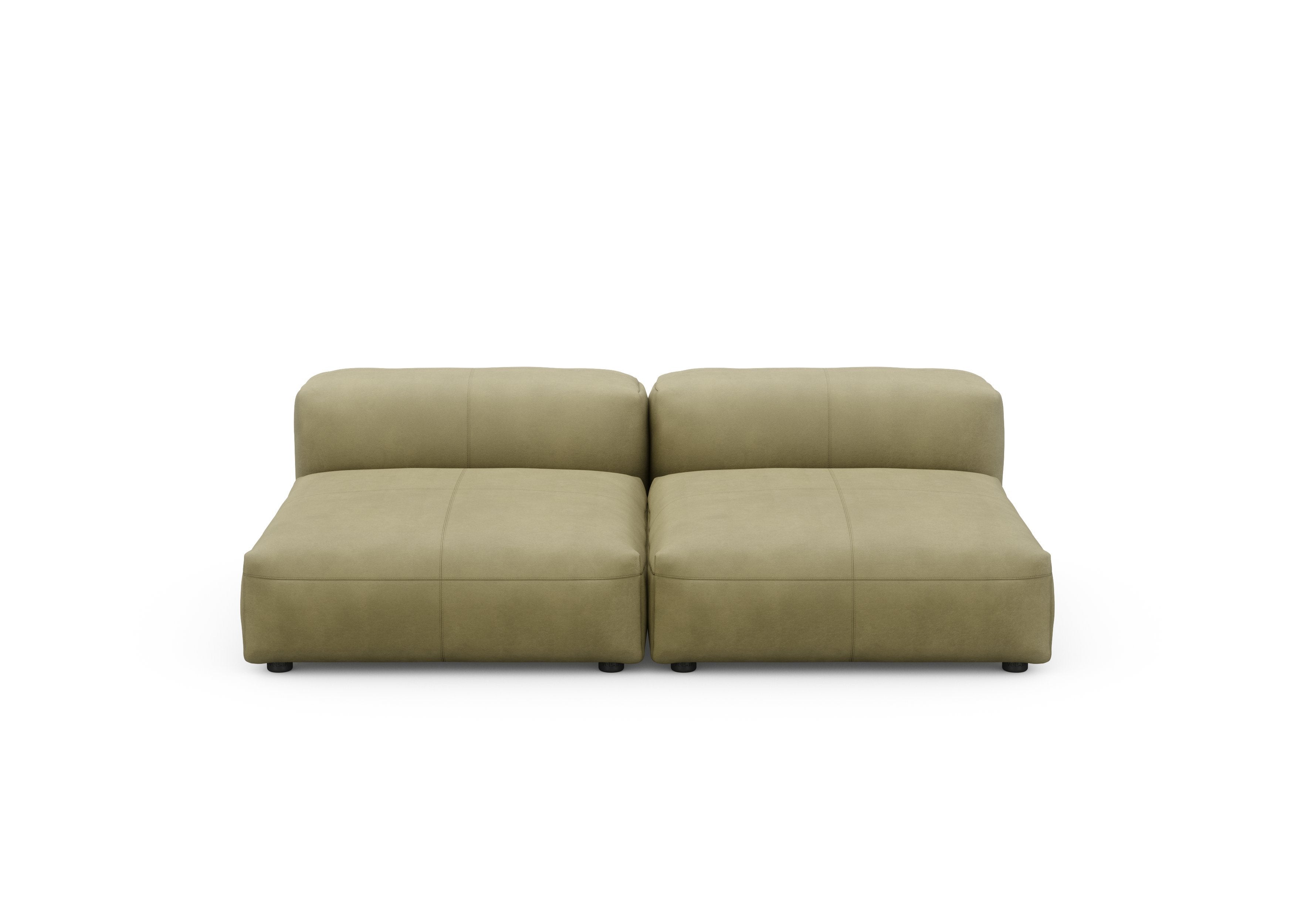 vetsak®-Two Seat Lounge Sofa L Leather light olive