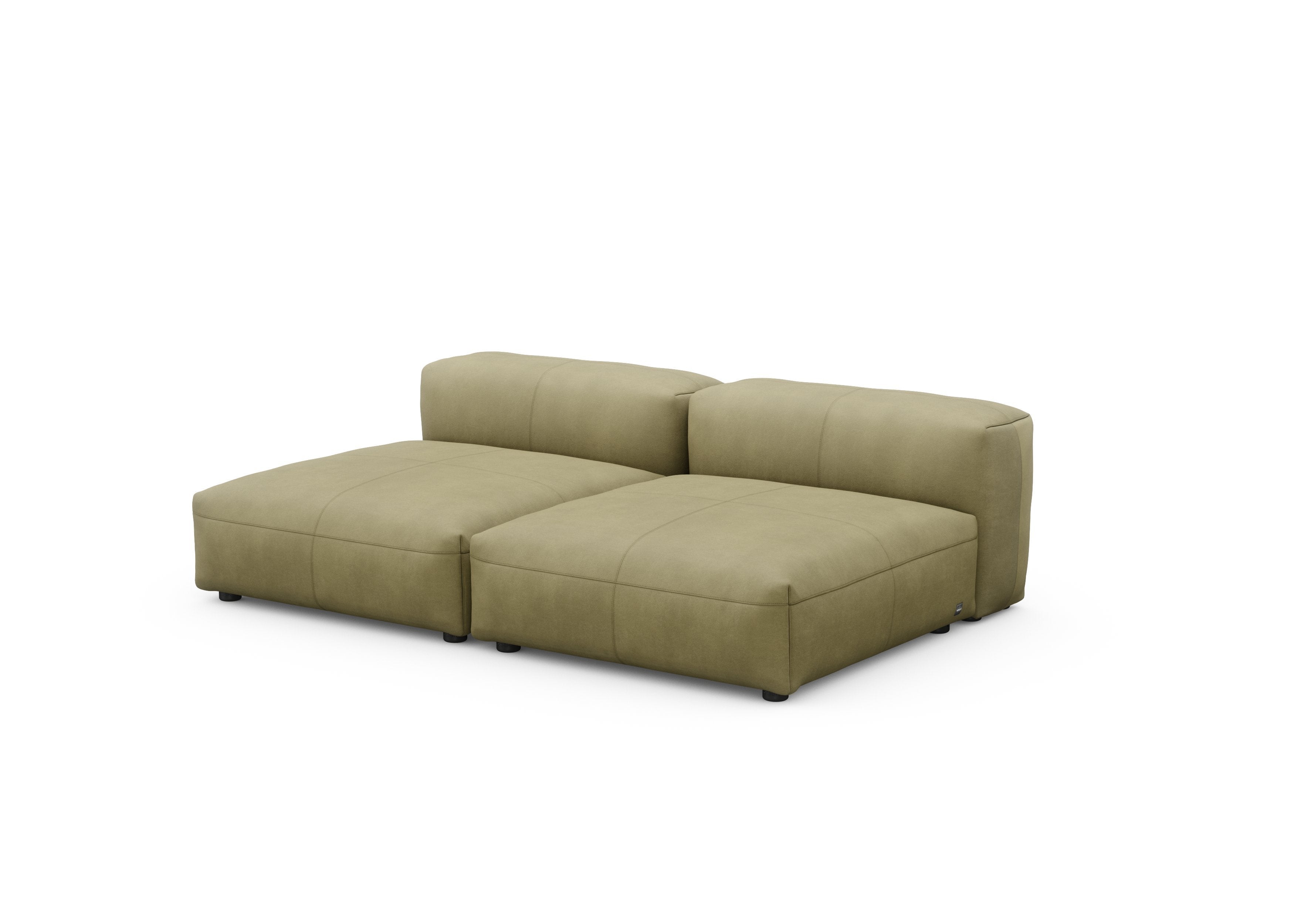 vetsak®-Two Seat Lounge Sofa L Leather light olive