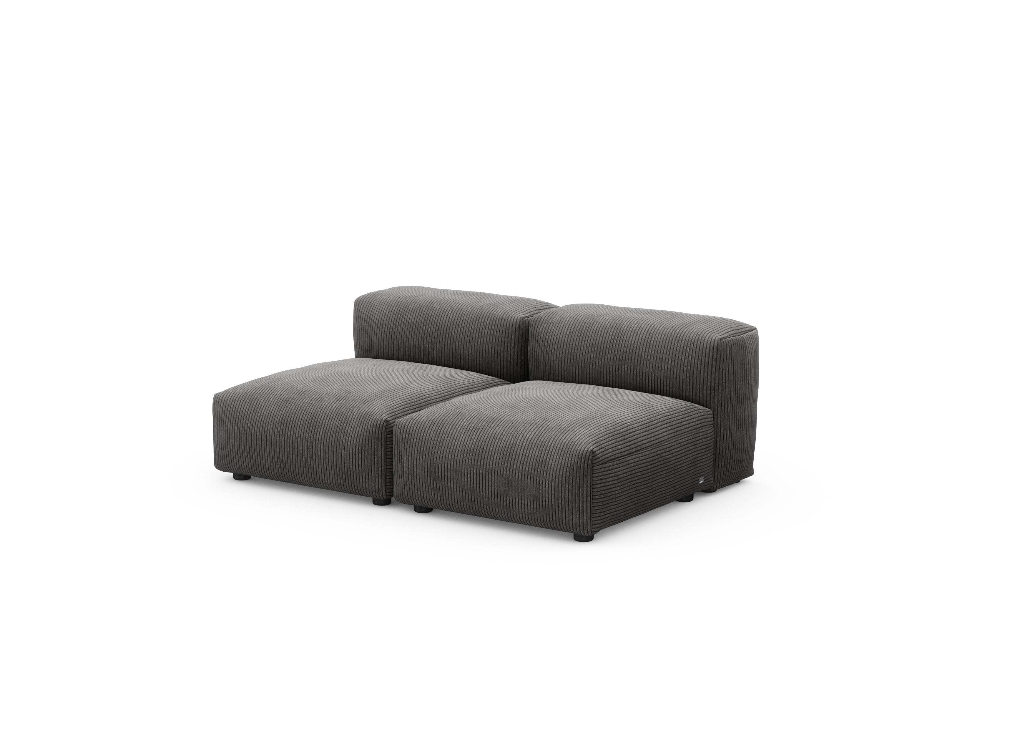 vetsak®-Two Seat Lounge Sofa S Cord Velours dark grey